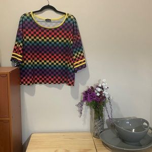 Rainbow checked crop top